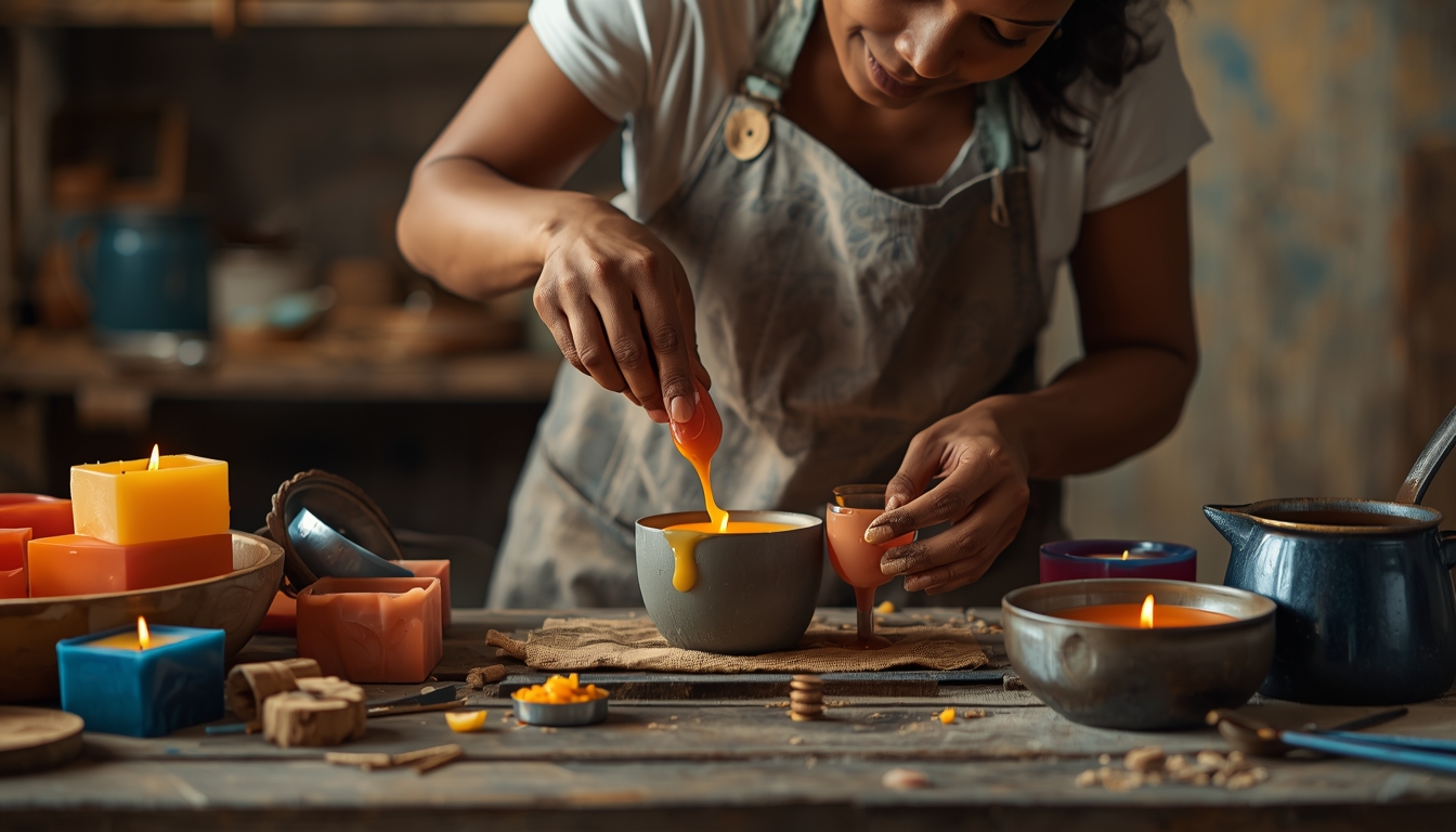 Artisan candle making process at Vexralorghak